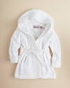 Baby your baby with Juicy Couture's soft terry cloth robe, outfitted with a hood for total post-pool or bath comfort.