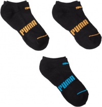 Puma Socks - United Legwear Boys 8-20 3 Pack Runner Socks, Black/Bright, 9-11