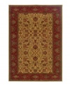 A long runner that's ideal for hallways or entryways. A modern take on antique tapestries, the Everest Tabriz Gold area rugs feature a floral blend of red flowers and leafy silhouettes set against a beige background, and an ornate burgundy border. Fashioned using the most advanced method available for heat-set polypropylene, this super-dense power-loom weave creates a natural appearance without sacrificing the soft luxury finish of hand-woven rugs. One-year limited warranty (defects due to manufacturing).