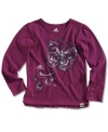 She'll be pretty in pink in this long sleeve whimsical graphic styled t-shirt by adidas.