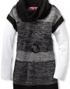 Energie Girls 7-16 Monique Cowl Neck Sweater, Jet Black Combo, Large