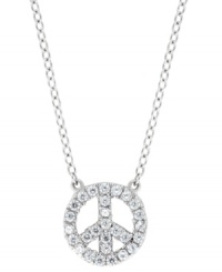 Make peace. This cubic zirconia (1/3 ct. t.w.) mini pendant is crafted in sterling silver finished in platinum, by CRISLU. Approximate length: 16 inches with 2-inch extender. Approximate drop: 1/4 inch.