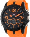 U.S. Polo Assn. Men's US9057 Analog-Digital Black Dial Orange Rubber Strap Watch