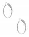 GUESS Silver-Tone Cable Hoops, SILVER