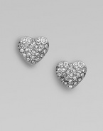 Dazzle in this charming heart-shaped style. Argento plated brassGlass stonesSize, about ¼Bolt clutch post backImported 