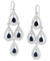 Dazzle with these dangling earrings from Carolee. Crafted from silver-tone mixed metal, the pear chandeliers feature a shimmering pave style with black accents at the center. Approximate drop: 2-5/8 inches.