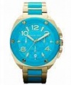 Michael Kors Women's Chronograph Tribeca Blue Silicone and Gold-Tone Stainless Steel Bracelet