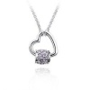 Keep Me in Your Heart Interlocking Heart and Ring Purple Crystal Pendant Necklace Fashion Jewelry