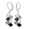 SCER010 Sterling Silver Simple Beauty Black Clear Crystal Earrings Made with Swarovski Elements