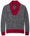 Get cozy and look cool in this color blocked Sean John sweater.