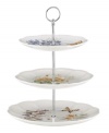 The sweet springtime motif of Butterfly Meadow dinnerware graces this 3-tiered server, an irresistible way to present cupcakes, scones and tiny sandwiches. With scalloped detail in white porcelain.