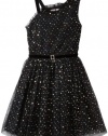 Bloome Girls 7-16 Faux One Shoulder Sparkle Dress, Black, 8