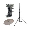 CowboyStudio Single Flash Shoe Swivel Bracket Kit with 1 Mounting Bracket, 1 Umbrella, and 1 Stand Stand