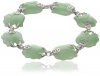 Sterling Silver, Green Jade Lucky Elephant Bracelet, 7.25