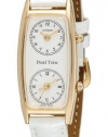 Gotham Women's Gold-Tone Dual Time Zone Leather Strap Watch # GWC15091GW