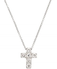 Spiritual and stylish. CRISLU's children's cross pendant makes the perfect gift for her First Communion. Crafted in platinum over sterling silver with sparkling clear cubic zirconias (1/3 ct. t.w.). Approximate length: 13 inches + 1-1/2 inch extender. Approximate drop: 1/2 inch.