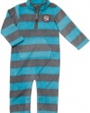 Carter's Boys Blue Grey Striped Raccoon Fleece Jumpsuit (24 months)