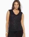 A soft modal jersey top is finished with an elegant beaded overlay for feminine style.