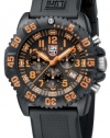 Luminox Men's 3089 Navy Seal Colormark Chronograph 3080 Series Black Chronograph Rubber Band, Orange Accents Watch