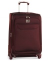 In the unknowns of travel, be known. A refined, yet eye-catching, style sets this spinner apart from the pack with a two-tone exterior that combines sophistication and durability. An expandable design makes living life on the go organized and easy, plus a fully-lined interior features a variety of organizer pockets, adjustable valet straps and a removable toiletry pouch. 10-year warranty. (Clearance)