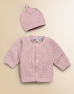 Cuddle baby in this soft cotton knit with matching hat. Button front Cotton; machine wash Imported