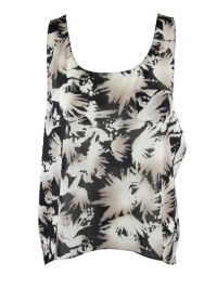 Gryphon Womens Uneven Printed Sheer Tank Top