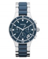 Sporty with a classic edge, this DKNY chronograph watch catches the eye with deep blues.