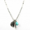 Lucky Brand Necklace, Silver-Tone Turquoise Double Charm Necklace