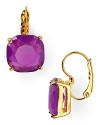 A pair with the luxe touch: these simple kate spade new york leverback earrings are a daytime favorite, set in gold plated metal with a colorful stone center.