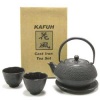 Japanese Cast Iron Pot tea set Black ARR w/ Trivet