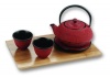 5 Piece Cast Iron Tetsubin Tea Set in Red