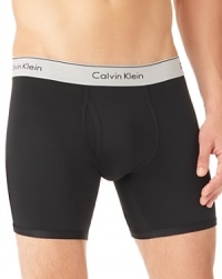 This boxer brief is an everyday essential crafted by Calvin Klein from super-soft microfiber cotton with a touch of spandex so you feel good and look good.