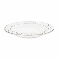 Kate Spade's Larabee Road Platinum, peppered with platinum polka dots, will give your table its own personality. Crafted of white bone china, each piece is dishwasher safe.