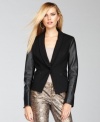 Mixed materials make for a cuter blazer. INC's faux-leather sleeves give an edgier feel to a classic tailored topper.