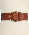 Define your waistline with this chic leather belt from Fossil. A touch of stretch adds the perfect shape.