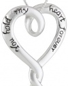 Sterling Silver You Hold My Heart Forever Open Heart Pendant Necklace, 18