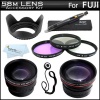 58mm All In Lens Kit For Fuji FujiFilm FinePix HS20 EXR, HS30EXR, HS30 EXR, HS25EXR, HS25 EXR, X-E1 Digital Camera Includes HD .43x Wide Angle Lens + 2.2x Telephoto Lens + Multi-Coated 3 Piece Filter Kit (UV, CPL, FLD) + Lens Hood + Lens Cap Keeper +More