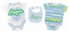 Akademiks Newborn Boys Blue & Multi Printed Bodysuit 3Pc Set (3/6M)