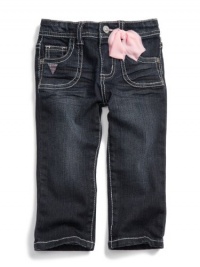 GUESS Kids Girls Daredevil Skinny Jeans with Bows, DARK STONEWASH (5)