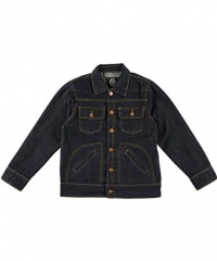 LRG Classic Raw Denim Jacket (Sizes 8 - 18) - raw dark indigo denim, 14 - 16