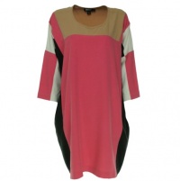 DKNY Colorblock Silk Dress Ultra Pink Small