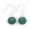 Solid 925 Sterling Silver Australian Crytals Rhinestones 10mm Ball Earrings Emerald Green