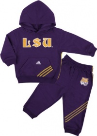 Lsu Tigers Purple Infant 3 Stripe Hooded Sweatshirt And Pant Set