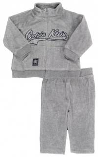 Calvin Klein Newborn Boys Medium Gray 2Pc Velour Pant Set (3/6M)