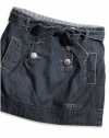 GUESS Kids Girls Big Girl Denim Skirt with Buttons, DARK STONEWASH (12)