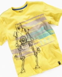 He will love wearing this DKNY tee featuring a cool robot graphic and vibrant colors.