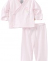 Noa Lily Baby-Girls Newborn Striped Kimono Set with Spring Flowers, Pink/White Stripe, 3 Months