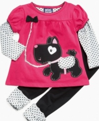 She'll be ready to stroll along in style with this picture-perfect puppy shirt and legging set from Mini Bean.