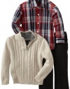 Nautica Sportswear Kids Boys 2-7 3 Piece Sweater Set, Cream Heather, 6