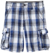 Levi's Boys 8-20 Plaid Cargo Short, Royal/Sky, 14